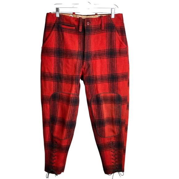 Vintage 50’s Sears JC Higgins Men’s Red Plaid Wool Hunting Knickers Est. Size 33 - Picture 1 of 11